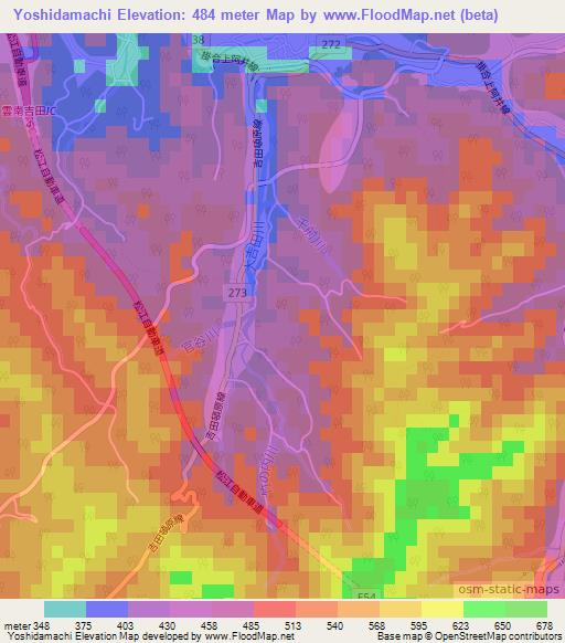 Yoshidamachi,Japan Elevation Map