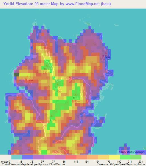 Yoriki,Japan Elevation Map