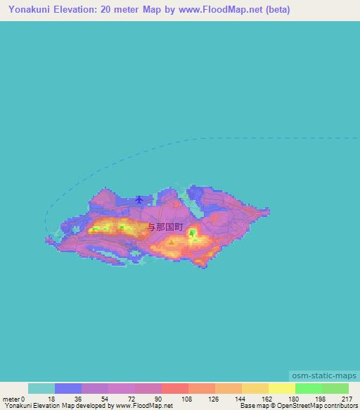 Yonakuni,Japan Elevation Map