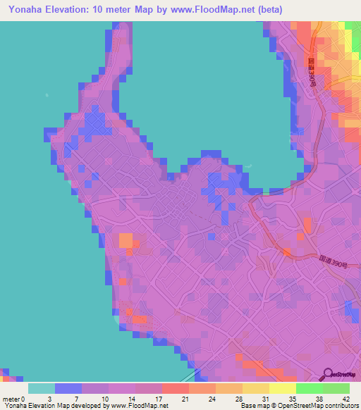 Yonaha,Japan Elevation Map