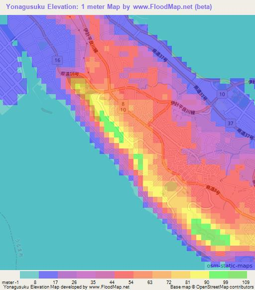 Yonagusuku,Japan Elevation Map