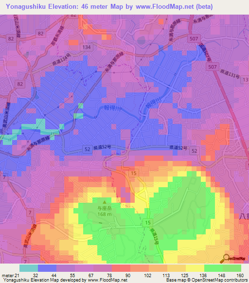 Yonagushiku,Japan Elevation Map