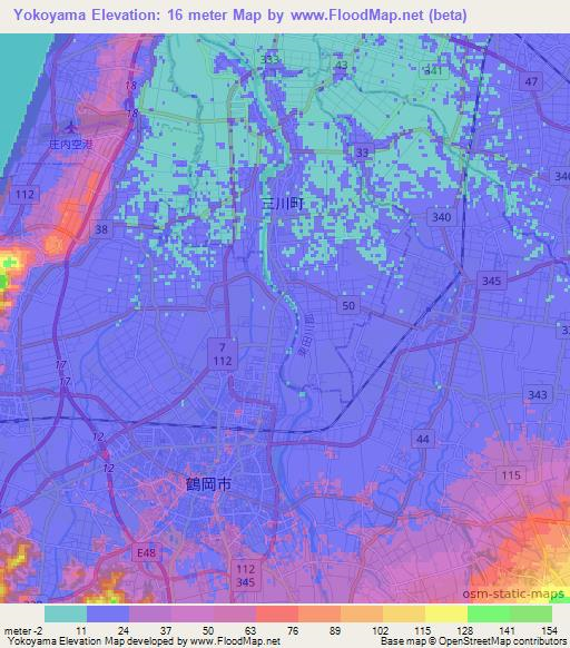 Yokoyama,Japan Elevation Map