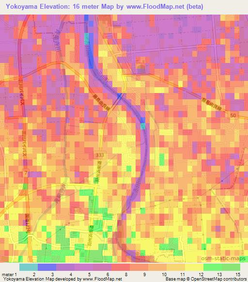 Yokoyama,Japan Elevation Map