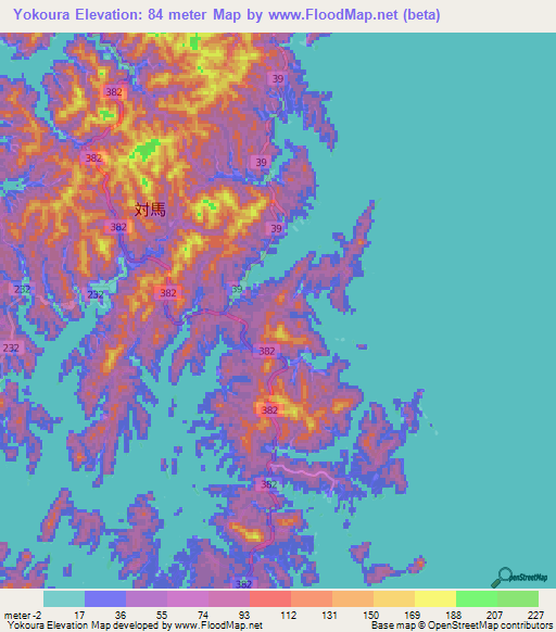 Yokoura,Japan Elevation Map