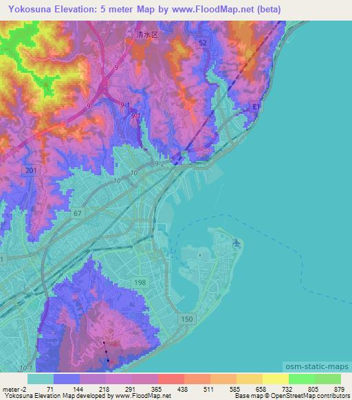 Yokosuna,Japan Elevation Map