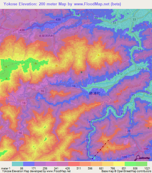 Yokose,Japan Elevation Map