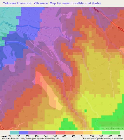 Yokooka,Japan Elevation Map