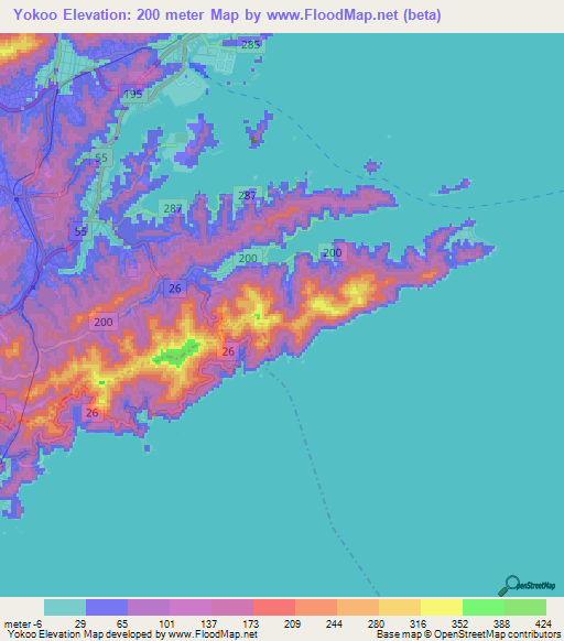 Yokoo,Japan Elevation Map