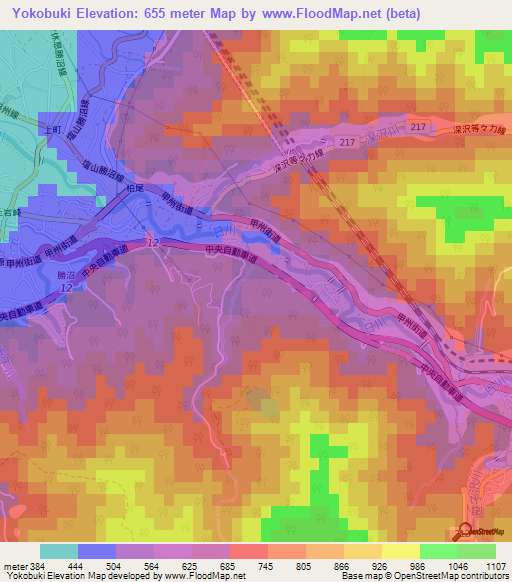 Yokobuki,Japan Elevation Map