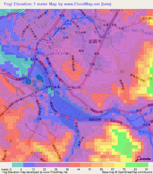 Yogi,Japan Elevation Map