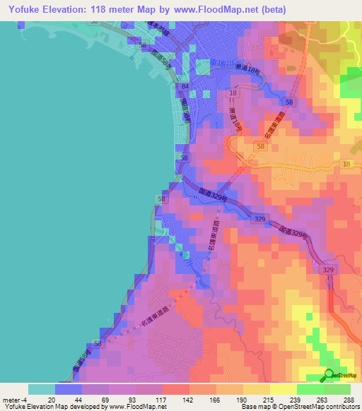 Yofuke,Japan Elevation Map