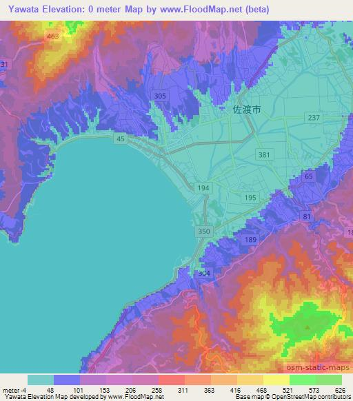 Yawata,Japan Elevation Map