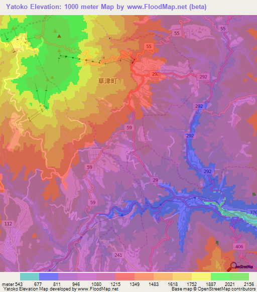 Yatoko,Japan Elevation Map