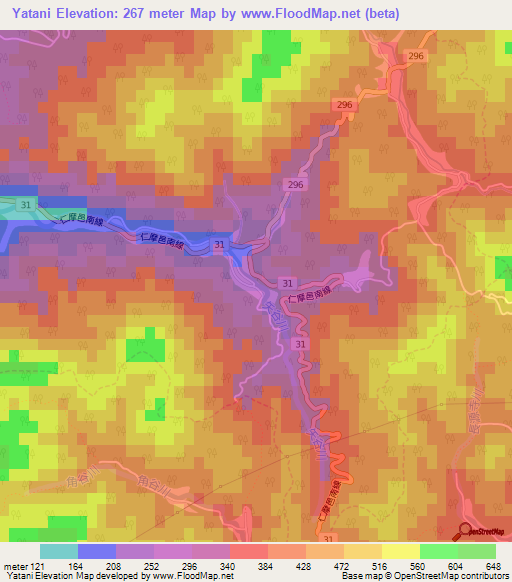 Yatani,Japan Elevation Map