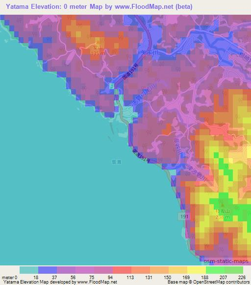 Yatama,Japan Elevation Map