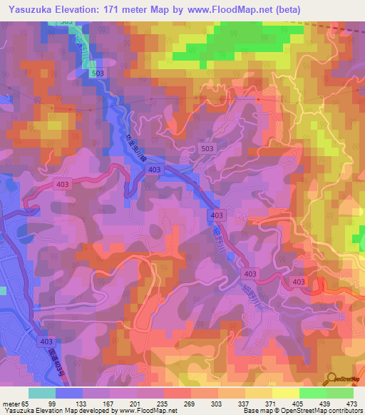Yasuzuka,Japan Elevation Map