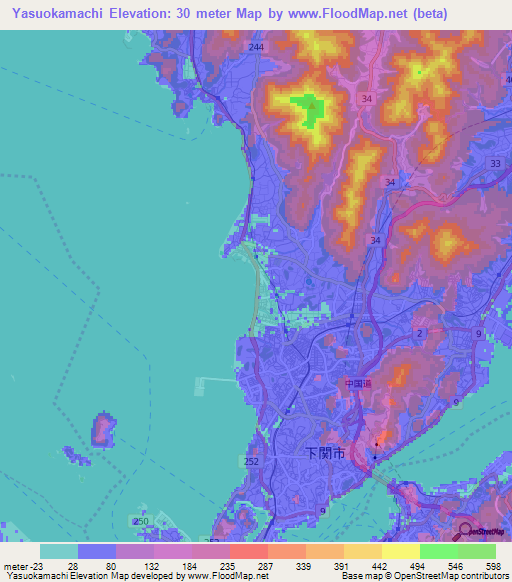 Yasuokamachi,Japan Elevation Map