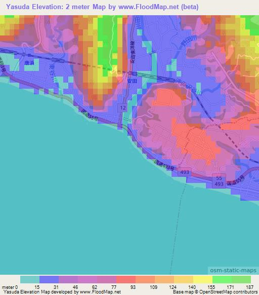 Yasuda,Japan Elevation Map