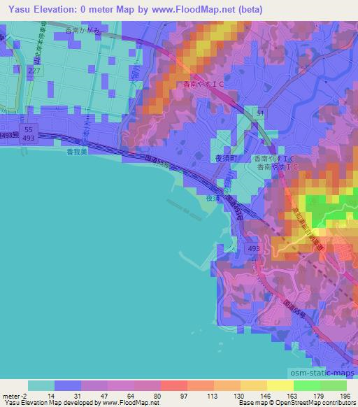 Yasu,Japan Elevation Map