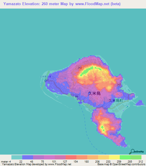 Yamazato,Japan Elevation Map