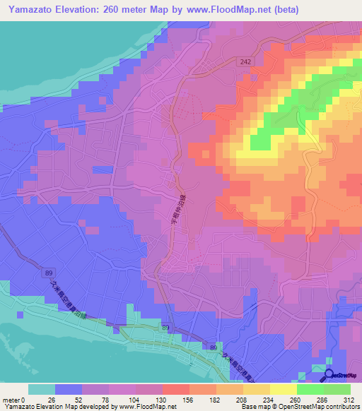 Yamazato,Japan Elevation Map