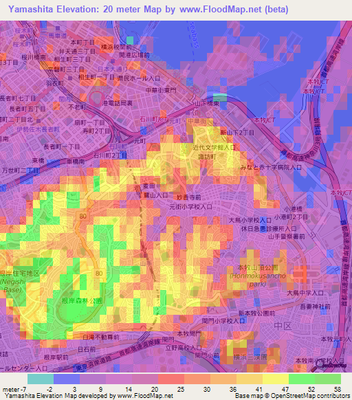 Yamashita,Japan Elevation Map