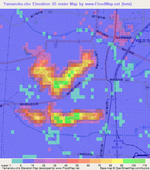 Yamanoku-cho,Japan Elevation Map