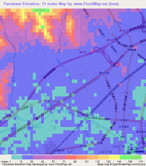 Yamahara,Japan Elevation Map