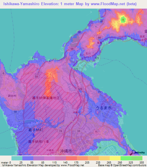 Ishikawa-Yamashiro,Japan Elevation Map