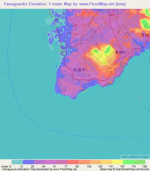 Yamagusuku,Japan Elevation Map