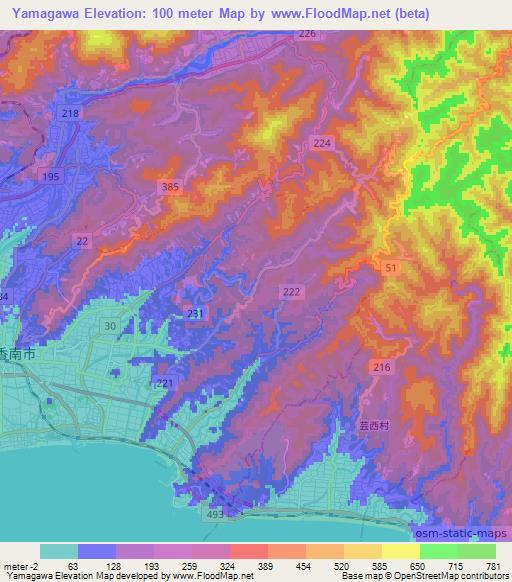 Yamagawa,Japan Elevation Map