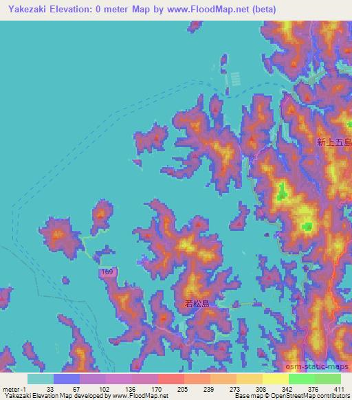 Yakezaki,Japan Elevation Map