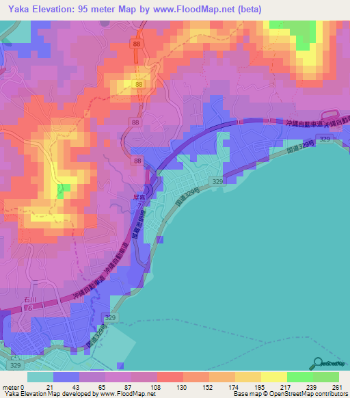 Yaka,Japan Elevation Map