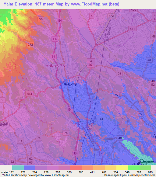 Yaita,Japan Elevation Map