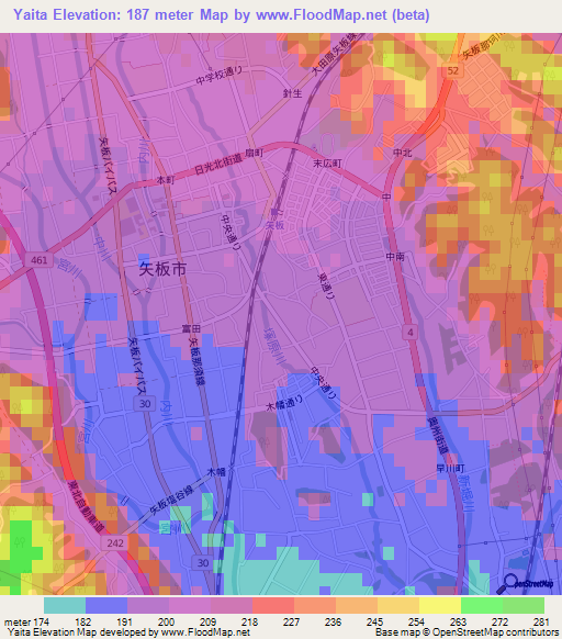 Yaita,Japan Elevation Map