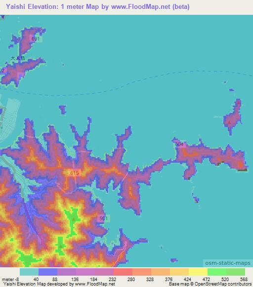 Yaishi,Japan Elevation Map