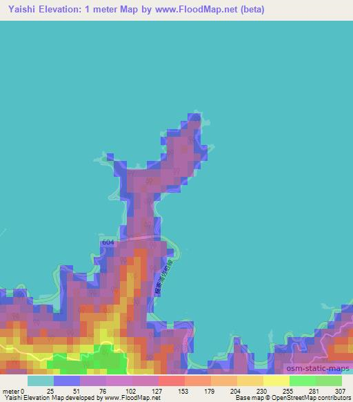 Yaishi,Japan Elevation Map