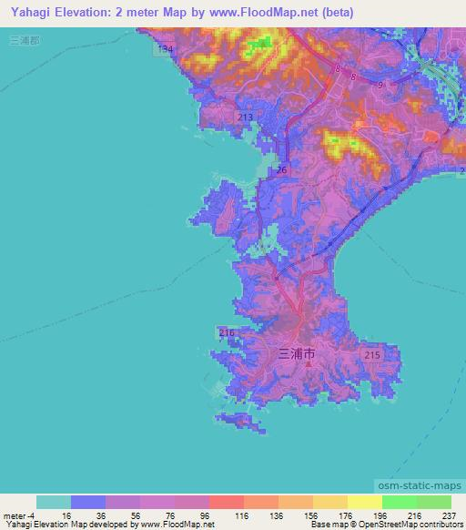 Yahagi,Japan Elevation Map