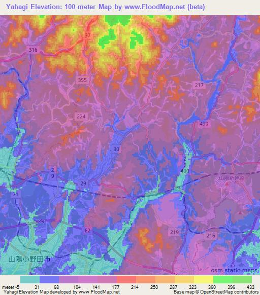 Yahagi,Japan Elevation Map