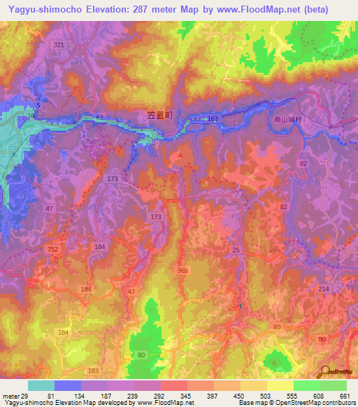 Yagyu-shimocho,Japan Elevation Map