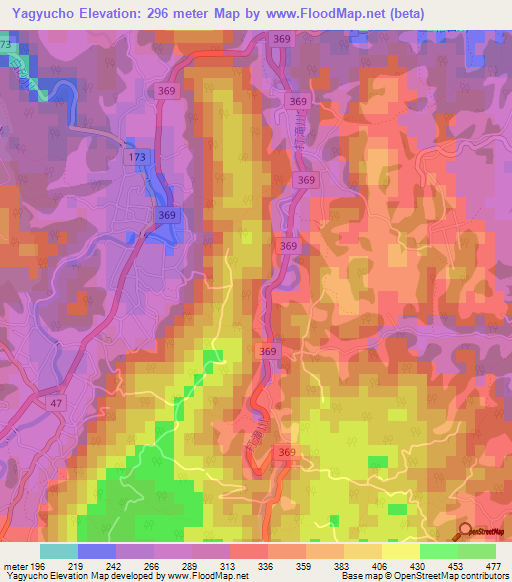 Yagyucho,Japan Elevation Map