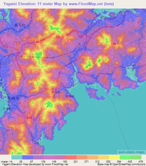 Yagami,Japan Elevation Map