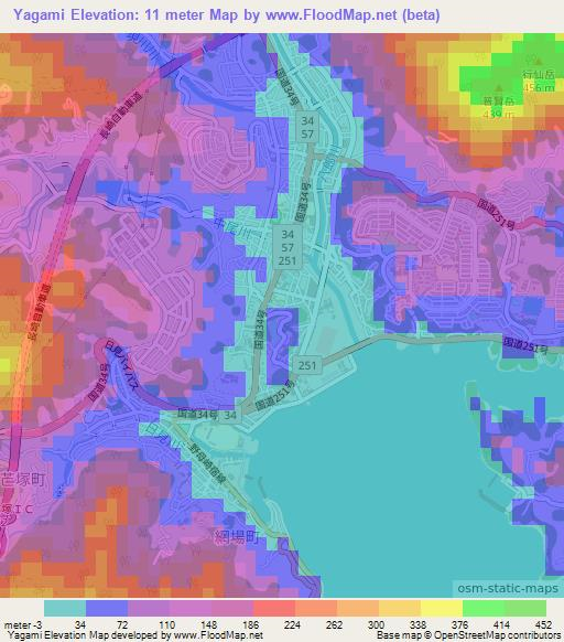 Yagami,Japan Elevation Map