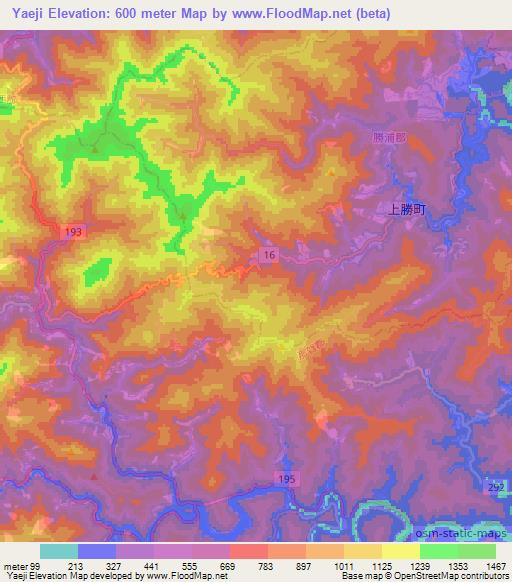 Yaeji,Japan Elevation Map
