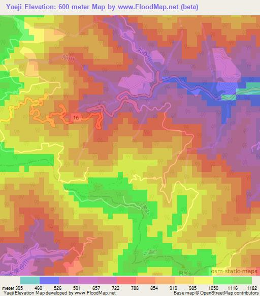 Yaeji,Japan Elevation Map