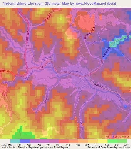 Yadomi-shimo,Japan Elevation Map
