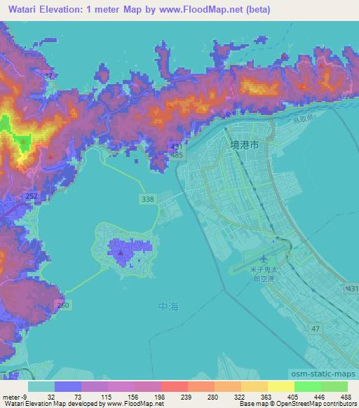 Watari,Japan Elevation Map