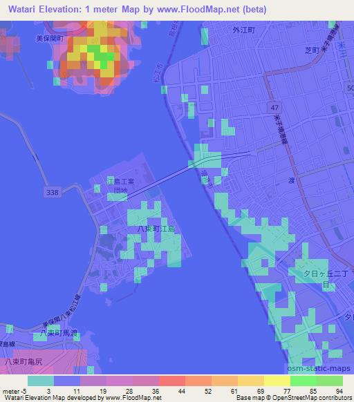 Watari,Japan Elevation Map