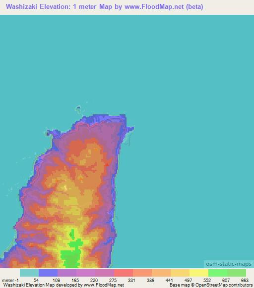 Washizaki,Japan Elevation Map
